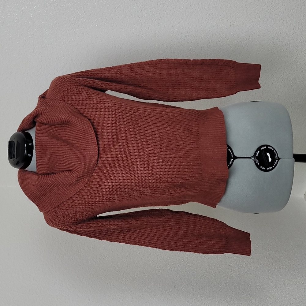 Lulu's Orange Knit Cowl Neck Sweater #23421